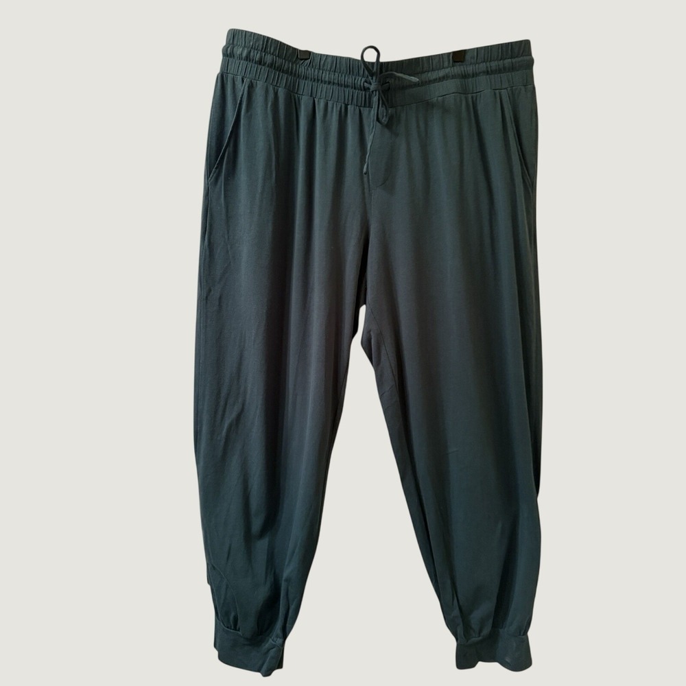AnyBody Cozy Knit Luxe Jogger Pants Womens XL Green Drawstring Cropped Pull On